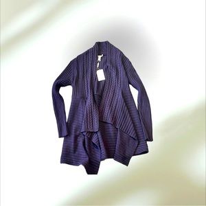 NWT Autumn Cashmere rib drape purple eggplant cardigan. Size large.